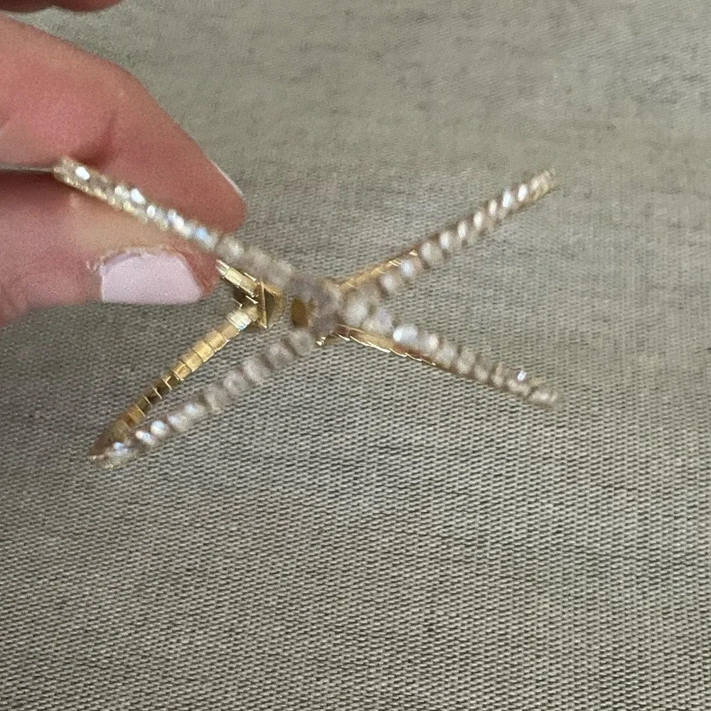 Gold with diamond X cuff bracelet